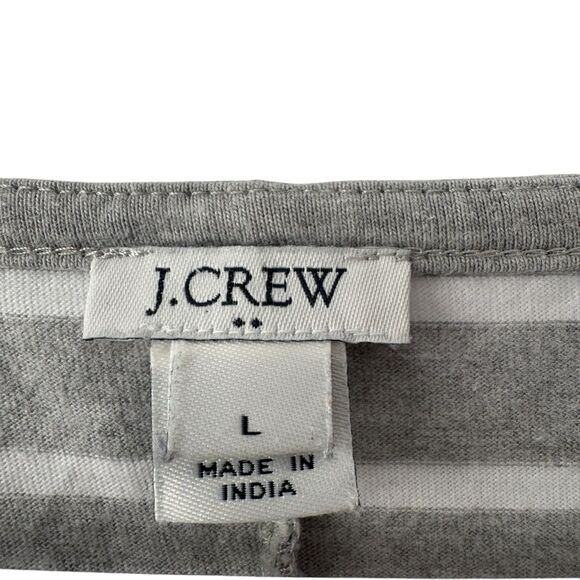 J. Crew Striped Gray White Casual Ruffle sleeves Shirt Dress, Size L - Picture 6 of 8